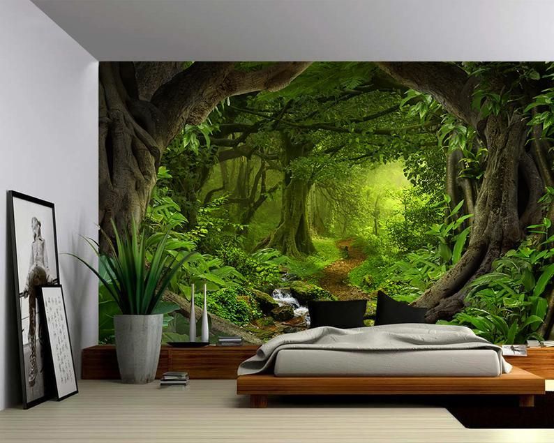 Fantasy Enchanted Magical Forest Large Wall Mural – Etsy | Papel Pintado De  Casa, Decoración Tropical Del Hogar, Mural De Bosque Pertaining To Most Current Forest Wall Art (Gallery 19 of 20)