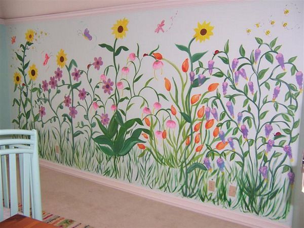 Flower Garden Wall Murals Design | Wall Murals | Pinterest | Wall  |  Garden Mural, Wall Murals Painted, Wall Murals Inside Latest Flower Garden Wall Art (View 6 of 20)
