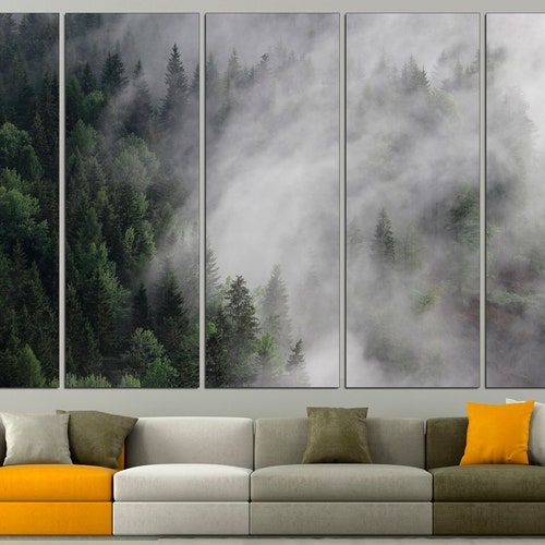 Fog Wall Art Foggy Forest Art Forest Wall Art Fog Wall Decor – Etsy Throughout Most Current Mountains In The Fog Wall Art (Gallery 19 of 20)