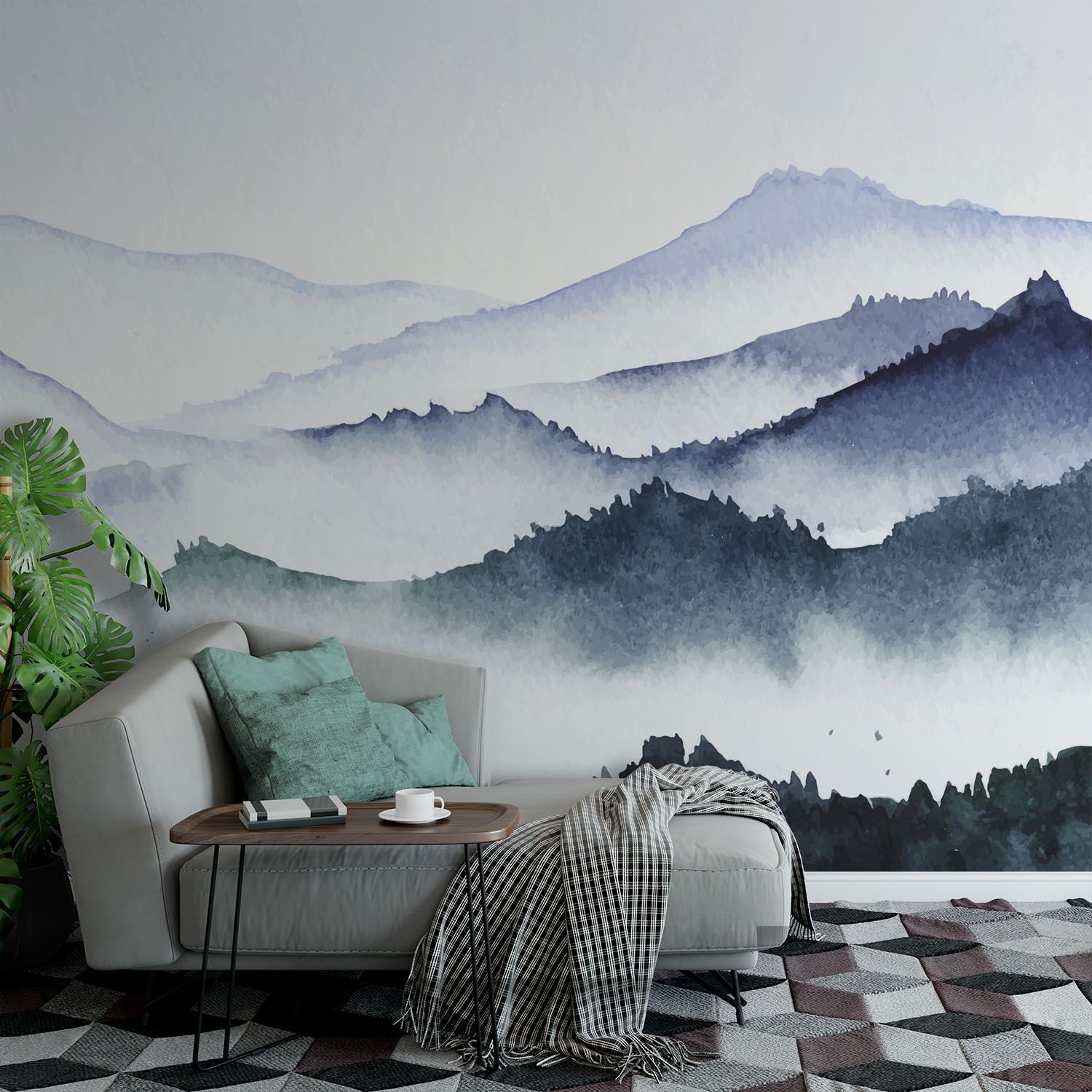 Fogs Between Mountains – Wall Mural, Pvc Free Wall Covering – Wall Murals,  Wall Paper Decor, Home Decor – Bestofbharat Throughout Current Mountains In The Fog Wall Art (View 11 of 20)