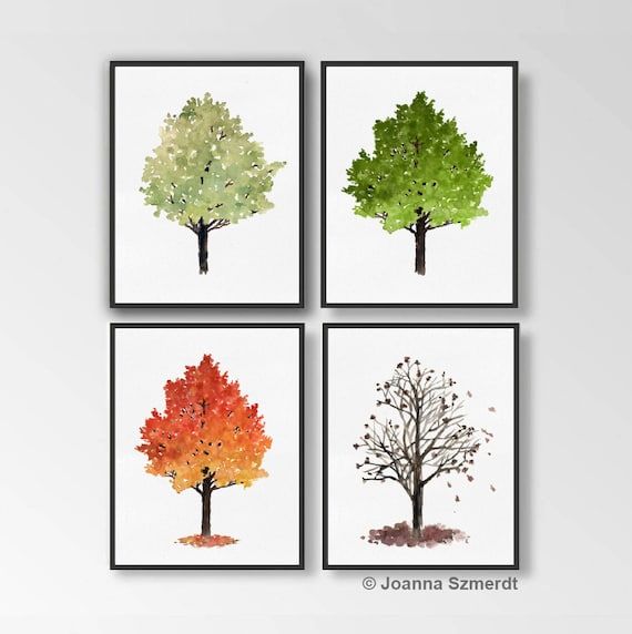 Four Elements Wall Art Four Seasons Wall Art Spring Summer – Etsy Italia In Recent Spring Summer Wall Art (View 2 of 20)