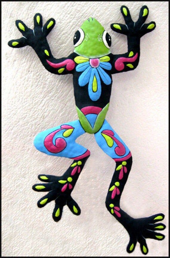 Frog Wall Hanging Painted Metal Art Tropical Decor Outdoor – Etsy Throughout 2017 Frog Wall Art (View 8 of 20)