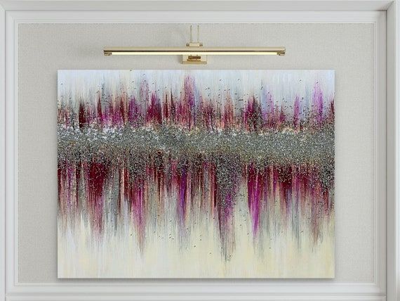 Fuchsia Silver Glitter Painting On Canvas Glitter Wall Art – Etsy For Recent Glitter Pink Wall Art (View 5 of 20)