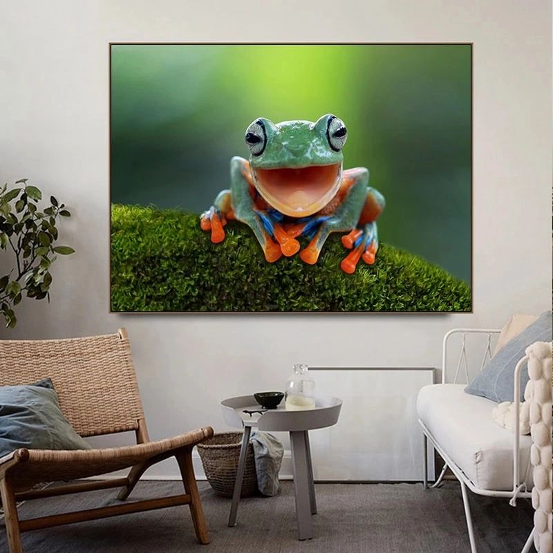 Funny Frog Wall Art Pictures Smile Frogs Painting On Canvas Leaves Animal  Posters And Prints For Living Room Home Decor Cuadros – Painting &  Calligraphy – Aliexpress In Most Recently Released Frog Wall Art (View 3 of 20)