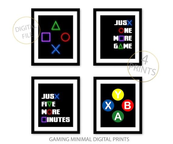 Gaming Wall Art Set Of 4 Gaming Prints Set Jeu Vidéo – Etsy France Throughout Most Recently Released Games Wall Art (View 3 of 20)
