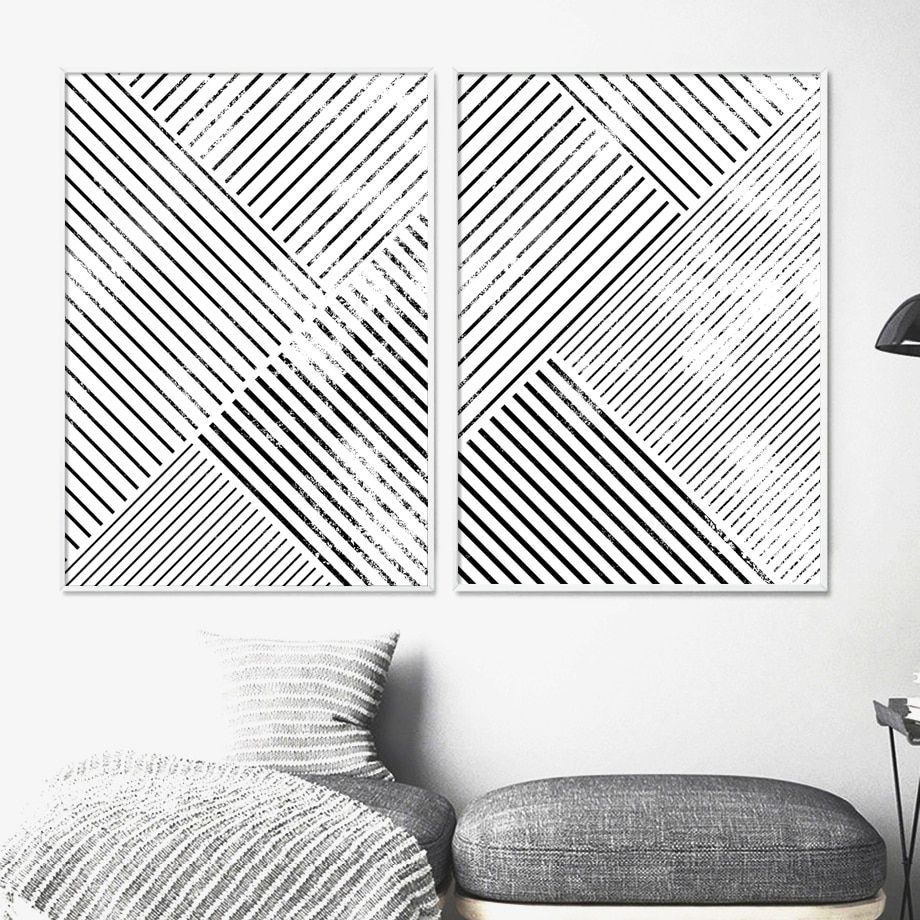 Geometric Llines Abstract Wall Art Nordic Posters And Prints Black And  White Pictures For Living Room Modern Home Decoration|painting &  Calligraphy| – Aliexpress In Recent Lines Wall Art (View 9 of 20)