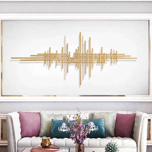 Geometric Modern Gold Lines Metal Wall Decor Home Hanging Accent Homary Intended For Most Current Golden Wall Art (View 18 of 20)