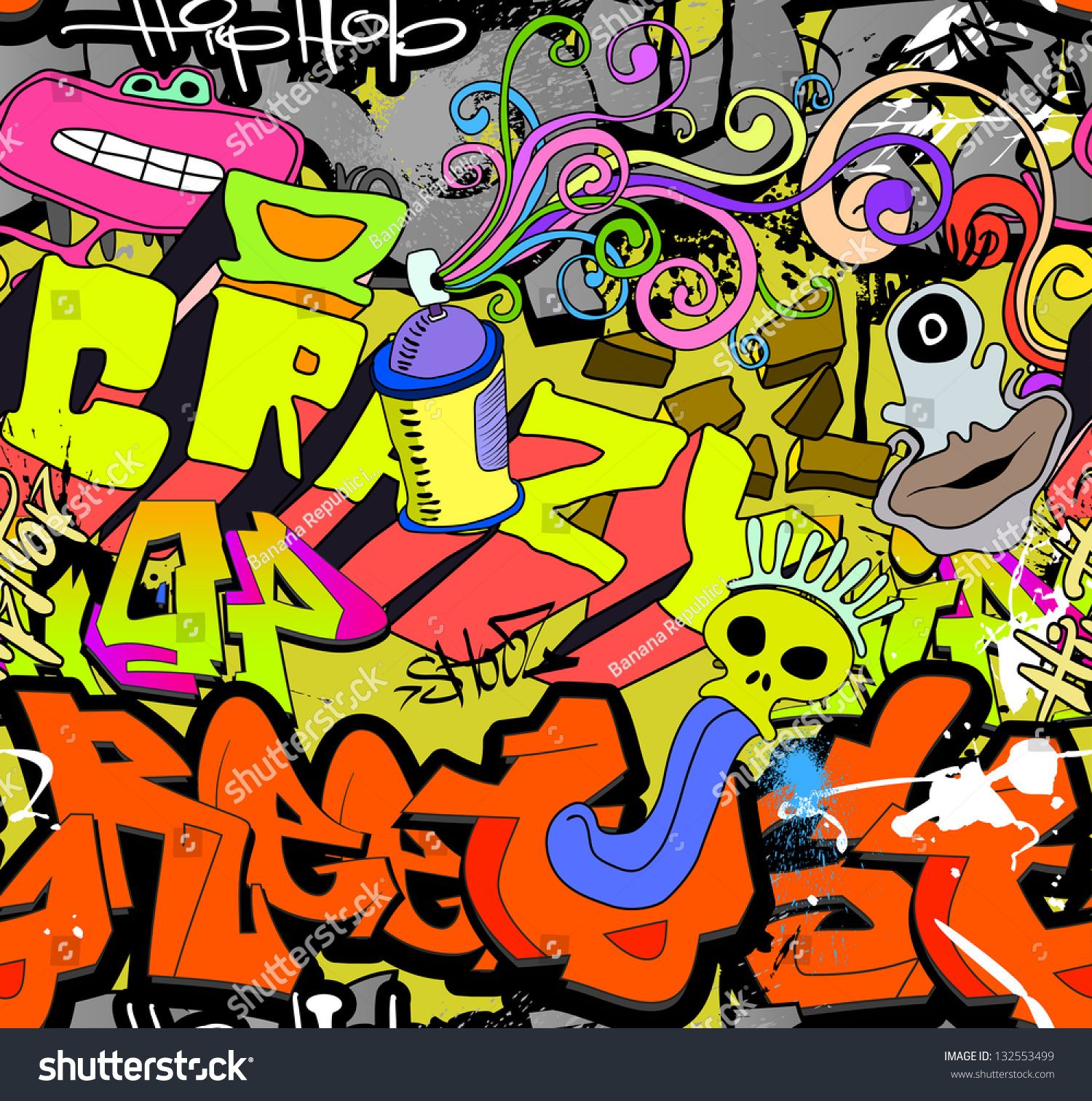 Graffiti Wall Art Background Hiphop Style Stock Illustration 132553499 |  Shutterstock In Recent Graffiti Style Wall Art (View 12 of 20)