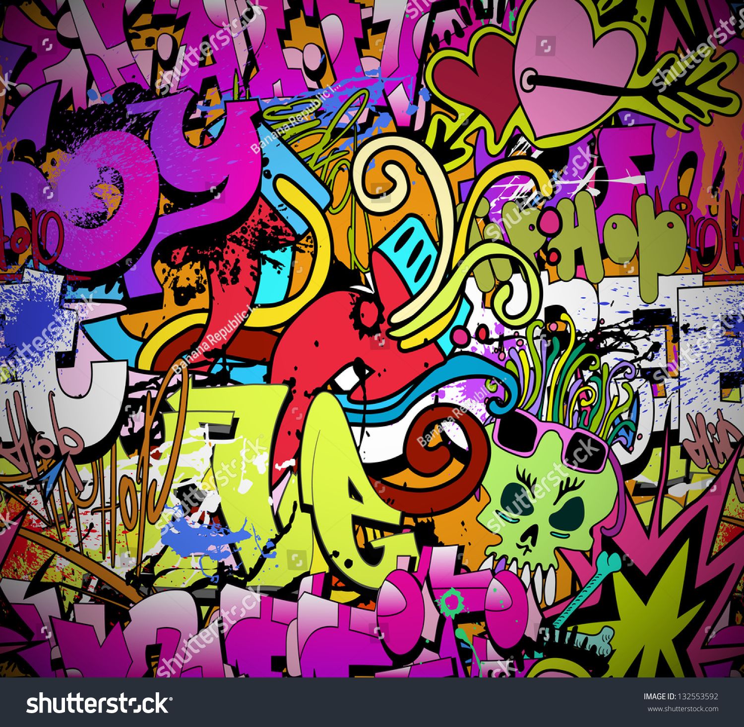 Graffiti Wall Art Background Hiphop Style Stock Illustration 132553610 |  Shutterstock With Most Recently Released Hip Hop Design Wall Art (View 10 of 20)