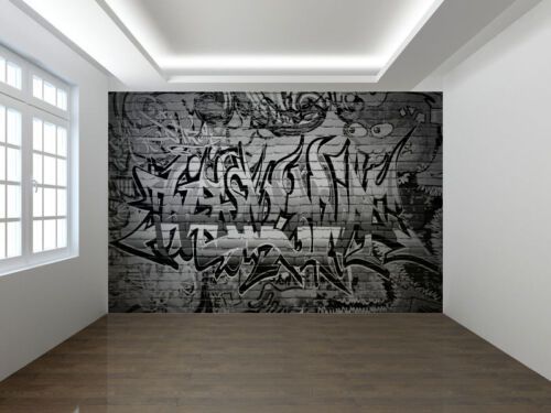 Graffiti Wall Art Urbain Noir Et Blanc Photo Papier Peint Mural (15654648)  | Ebay Inside Newest Urban Wall Art (View 9 of 20)