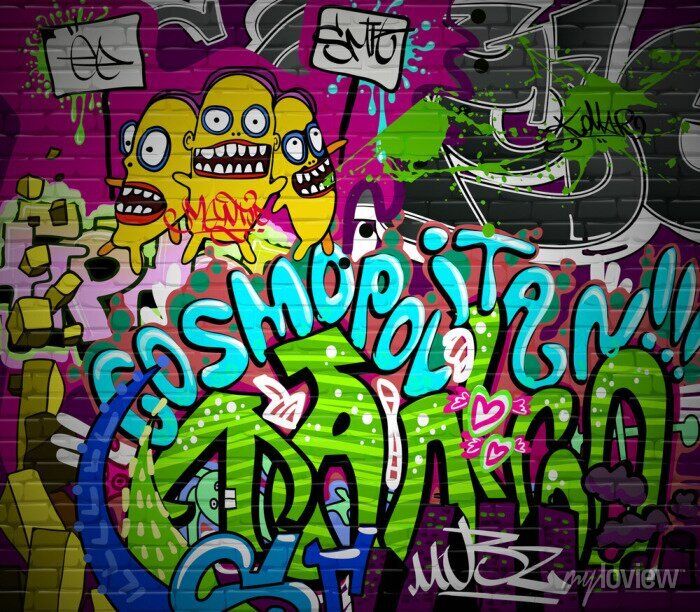Graffiti Wall Urban Art Background. Grunge Hip Hop Design Posters For The  Wall • Posters Graffitti, Graphiti, Grafitti | Myloview For 2018 Hip Hop Design Wall Art (Gallery 19 of 20)