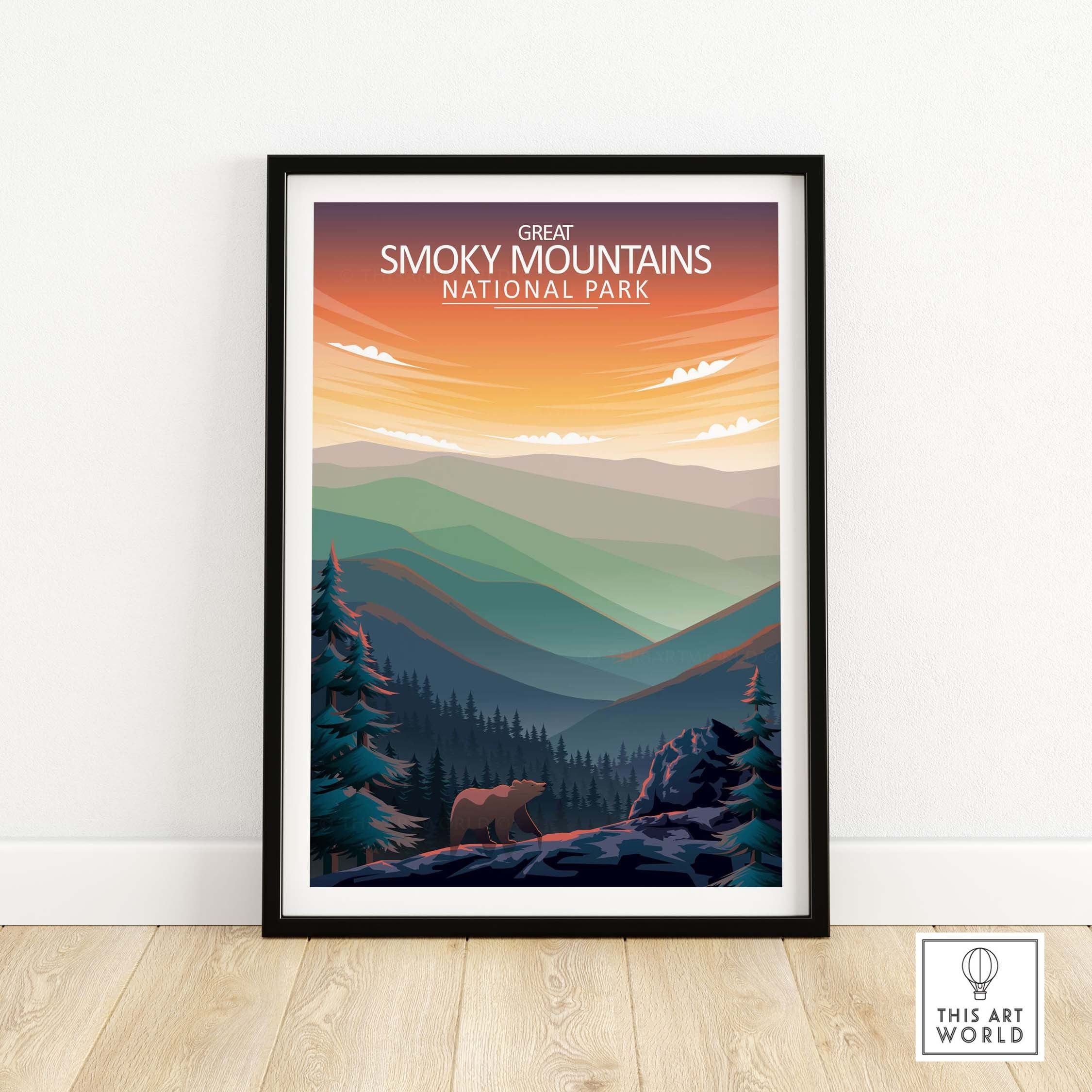 Great Smoky Mountains Print National Park Poster Wall Art – Etsy New Zealand Inside Most Up To Date Smoky Mountain Wall Art (View 17 of 20)