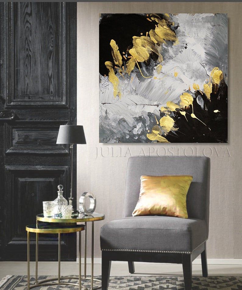 Grey Gold Black Art Elegant Wall Art For Livingroom Textured – Etsy | Elegant  Wall Art, Above Couch Decor, Interior Design Wall Decor Inside 2018 Elegant Wall Art (View 4 of 20)