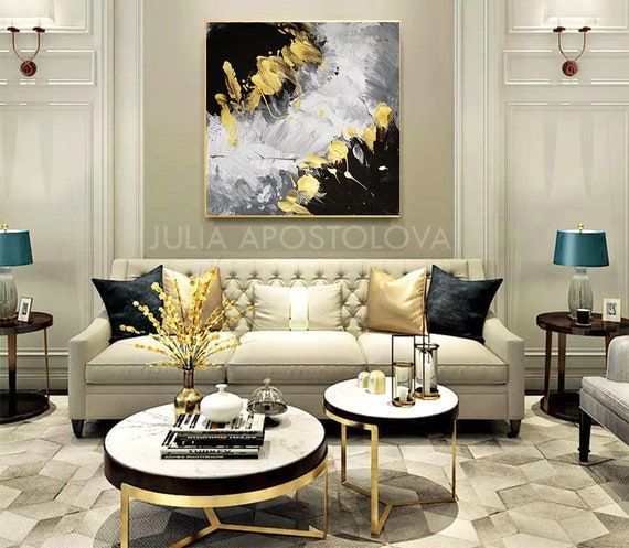 Grey Gold Black Art Elegant Wall Art For Livingroom Textured – Etsy In Most Recent Elegant Wall Art (View 3 of 20)