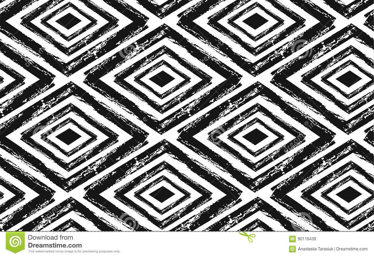 Hand Drawn Seamless Tribal Pattern In Black And Cream. Modern Textile, Wall  Art, Wrapping Paper, Wallpaper Design (View 18 of 20)