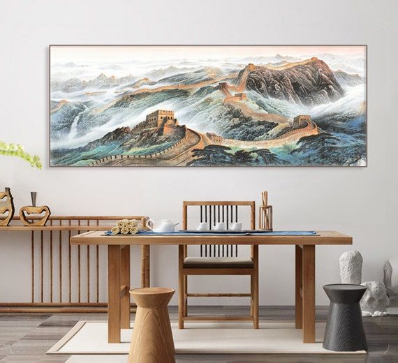 Hand Painted Great Wall Art Print Extra Large Horizontal – Etsy Italia Inside Newest Hand Drawn Wall Art (View 9 of 20)