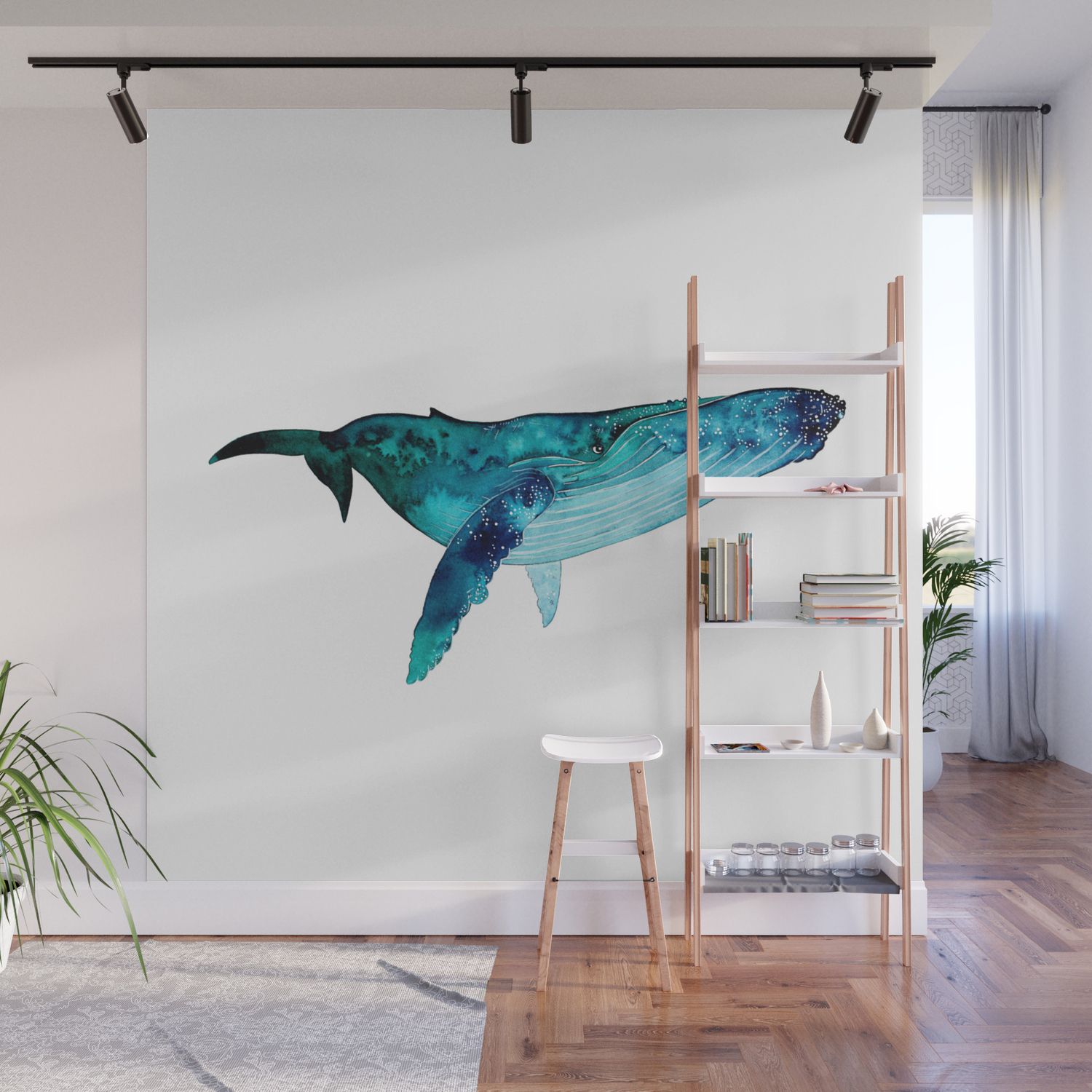 Happy Whale Wall Muralmichelle Fleur | Society6 Intended For Latest Whale Wall Art (View 10 of 20)