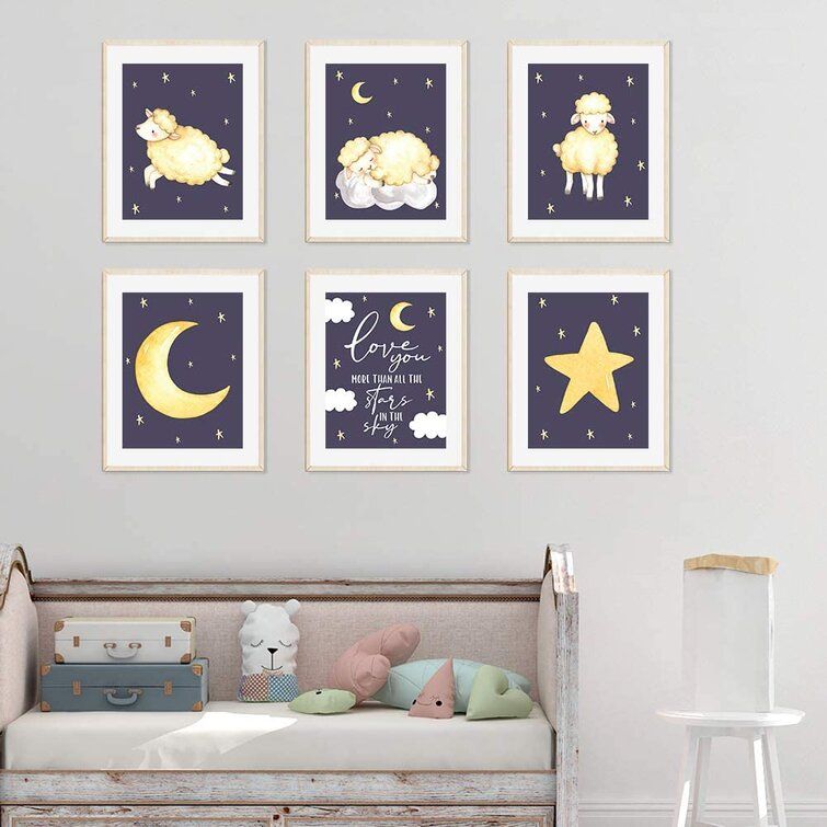 Harriet Bee Daysi Sleepy Sheep, Moon, Stars, Love You More Than All The  Stars 6 Piece Set Paper Print | Wayfair For 2018 Stars Wall Art (View 12 of 20)