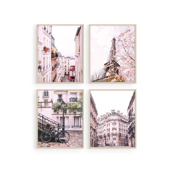 Haus And Hues Pink Paris Wall Decor Set Of 4 Paris Wall Art – Etsy Italia With Best And Newest Parisian Wall Art (View 2 of 20)