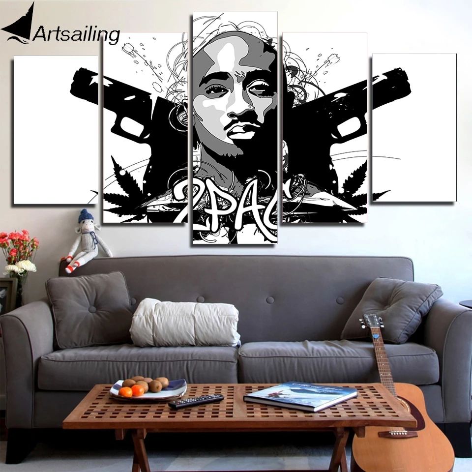 Hd Stampato 5 Pezzi Di Arte Della Tela Rap Hip Hop Rapper Cantante Dipinto  Immagini A Parete Per Living Room Music Poster|picture For Living Room|wall  Pictures5 Piece Canvas Art – Aliexpress Throughout Newest Hip Hop Design Wall Art (View 7 of 20)