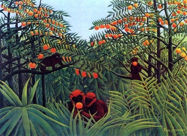 Henri Rousseau Apes In The Orange Grove, 21"x28" Wall Decal – Farmhouse –  Wall Decals  Art Megamart | Houzz For 2017 Orange Grove Wall Art (Gallery 19 of 20)