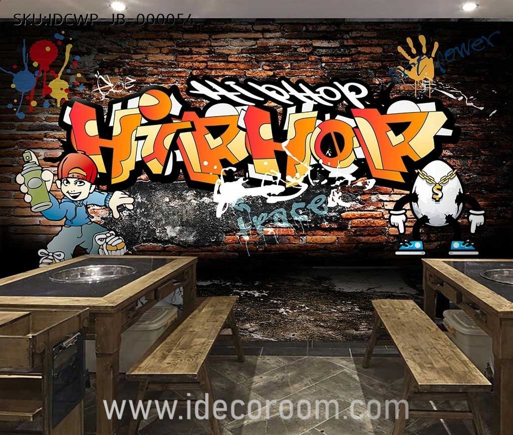Hiphop Wall Art Graffiti Cool Art Vinilos Decorativos Vinilos Decorativos  Decorados Idcwp Jb 000054 | Mural Wallpaper, Print Decals, Wall Murals Inside Best And Newest Hip Hop Design Wall Art (View 5 of 20)