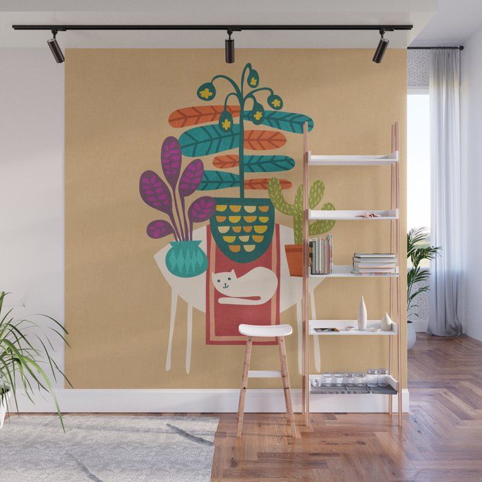 Indoor Garden With Cat Wall Muralpicomodi | Society6 For Newest Inner Garden Wall Art (View 17 of 20)