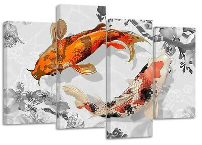 Japansese Art Koi Fish Split Canvas Prints Wall Art | Ebay Intended For Most Recent Koi Wall Art (View 8 of 20)