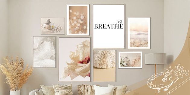 Just Breathe Beige Wall Art Gallery Collection Posters Pack With Regard To Recent Beige Wall Art (View 10 of 20)