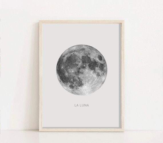 La Luna Print Full Moon Wall Art Luna Art Print The Moon – Etsy Italia Inside Most Current The Moon Wall Art (View 4 of 20)