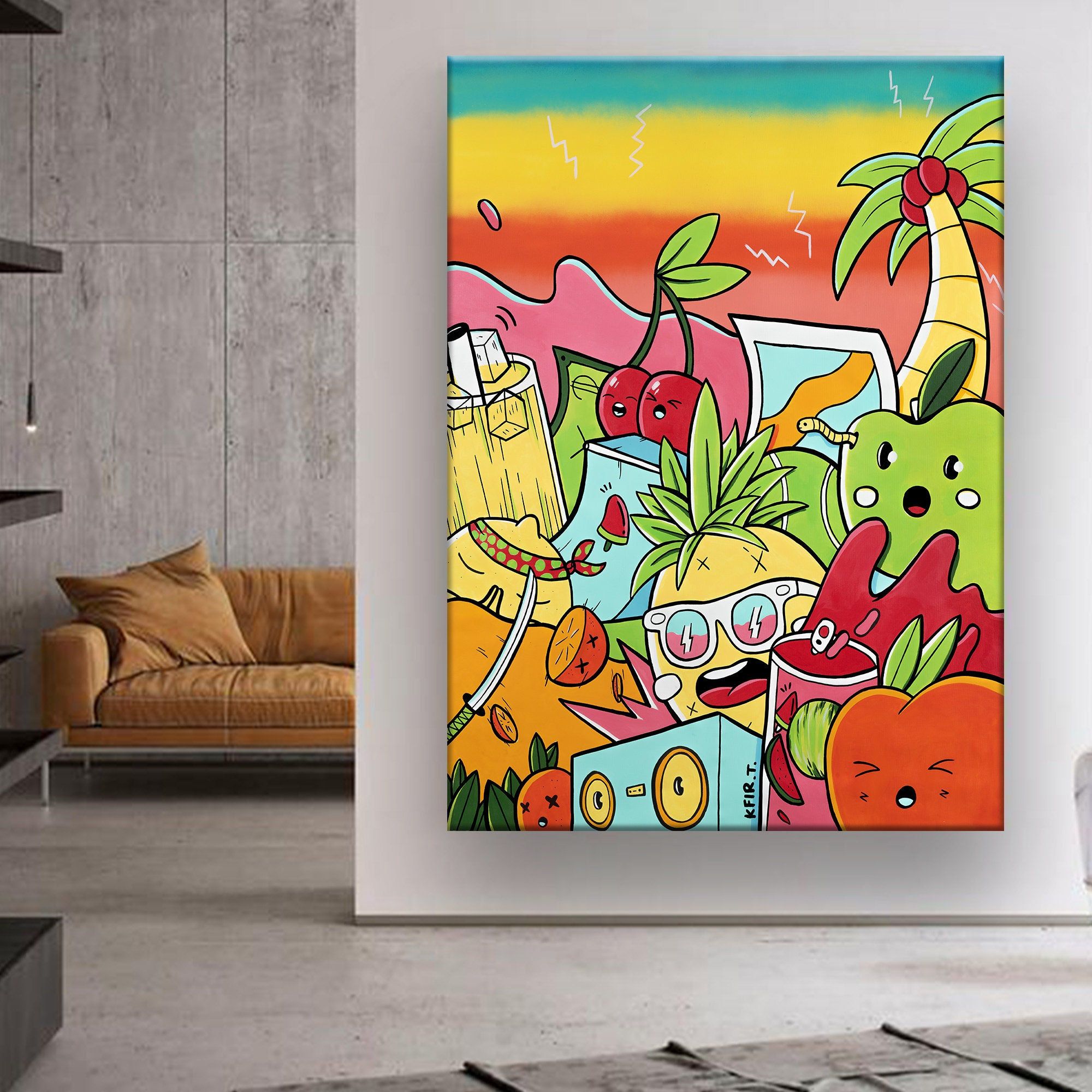 Large Graffiti Style Wall Art Vertical Colorful Street Art – Etsy Norway Intended For Most Popular Graffiti Style Wall Art (View 11 of 20)