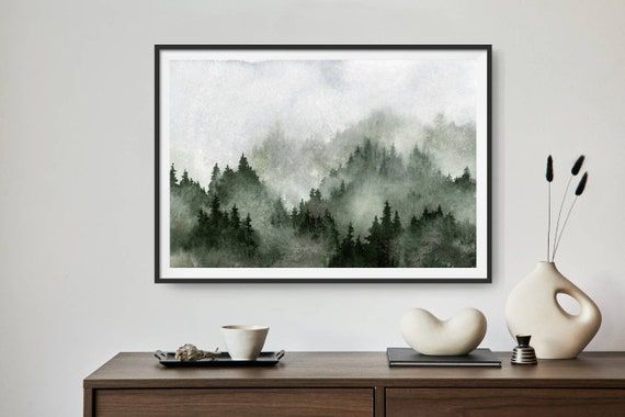 Large Pine Tree Wall Art Misty Forest Print Panoramic – Etsy With Regard To Newest Pine Forest Wall Art (View 4 of 20)