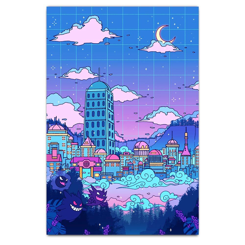 Lavender Town Plexi Glass Wall Art – V1 Tech Within Newest Town Wall Art (Gallery 19 of 20)