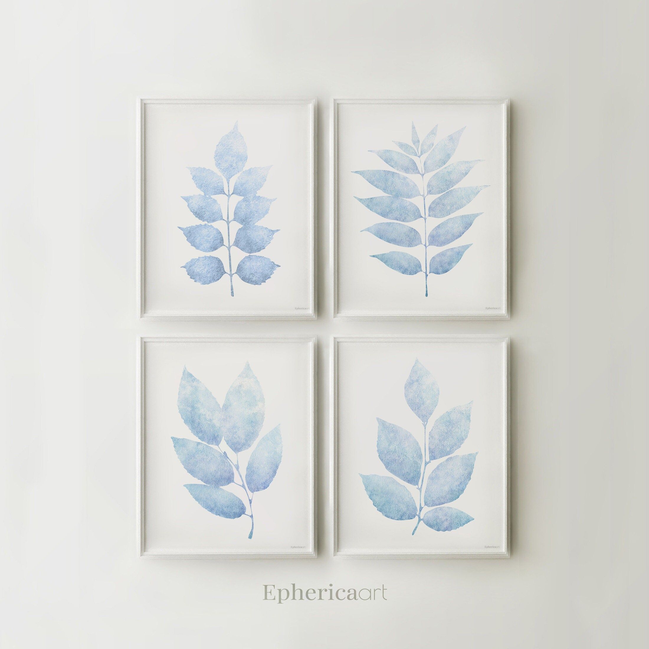 Light Blue Print Set Pastel Wall Art Cottage Wall Decor – Etsy For Most Recent Soft Blue Wall Art (View 2 of 20)