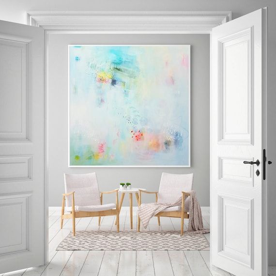 Light Blue Soft Pastel Wall Art Print Abstract Painting – Etsy With Regard To Latest Soft Blue Wall Art (View 3 of 20)