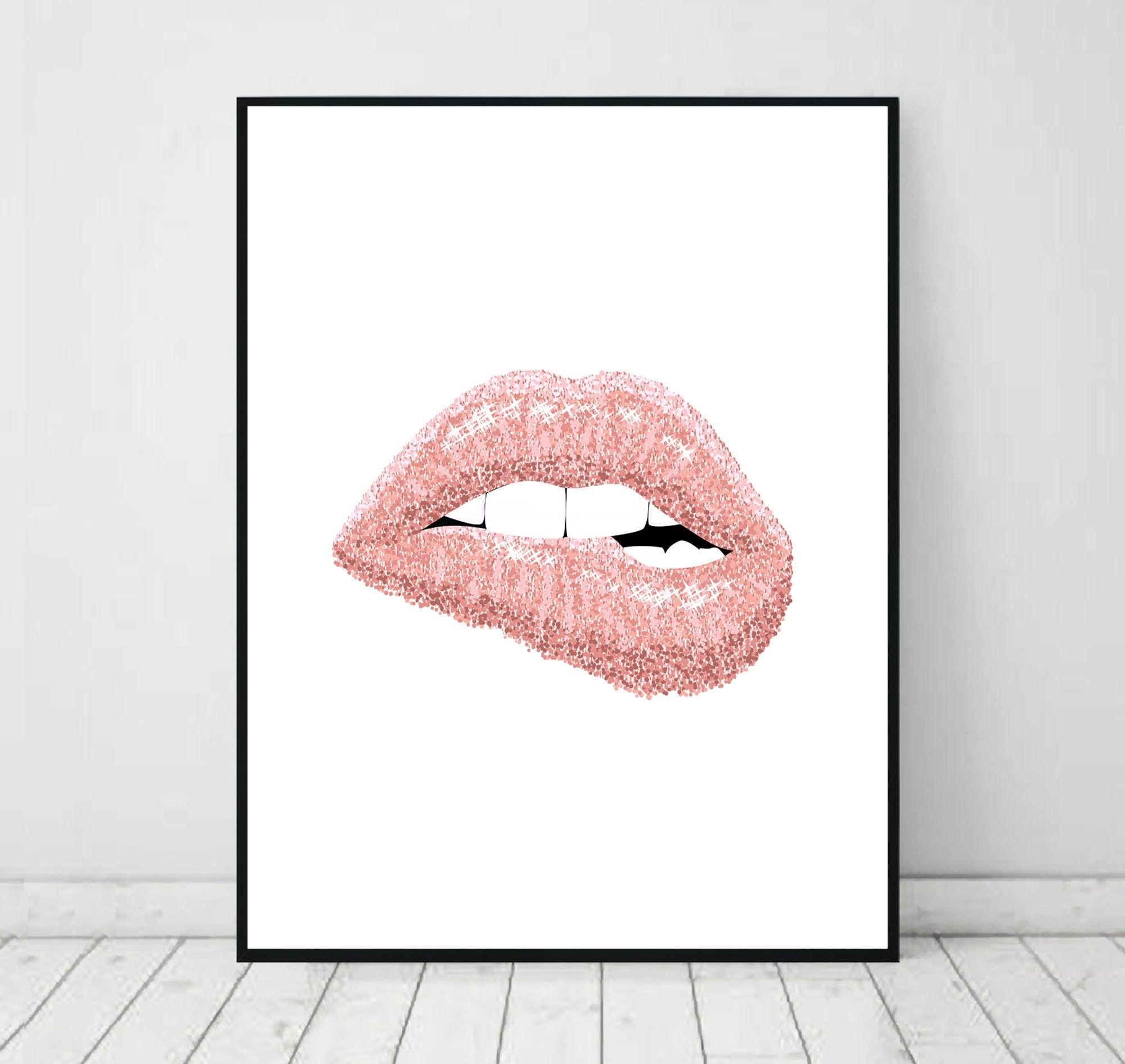 Lips Print Pink Lips Poster Light Pink Wall Art Blush Pink – Etsy Inside Most Recent Glitter Pink Wall Art (View 14 of 20)