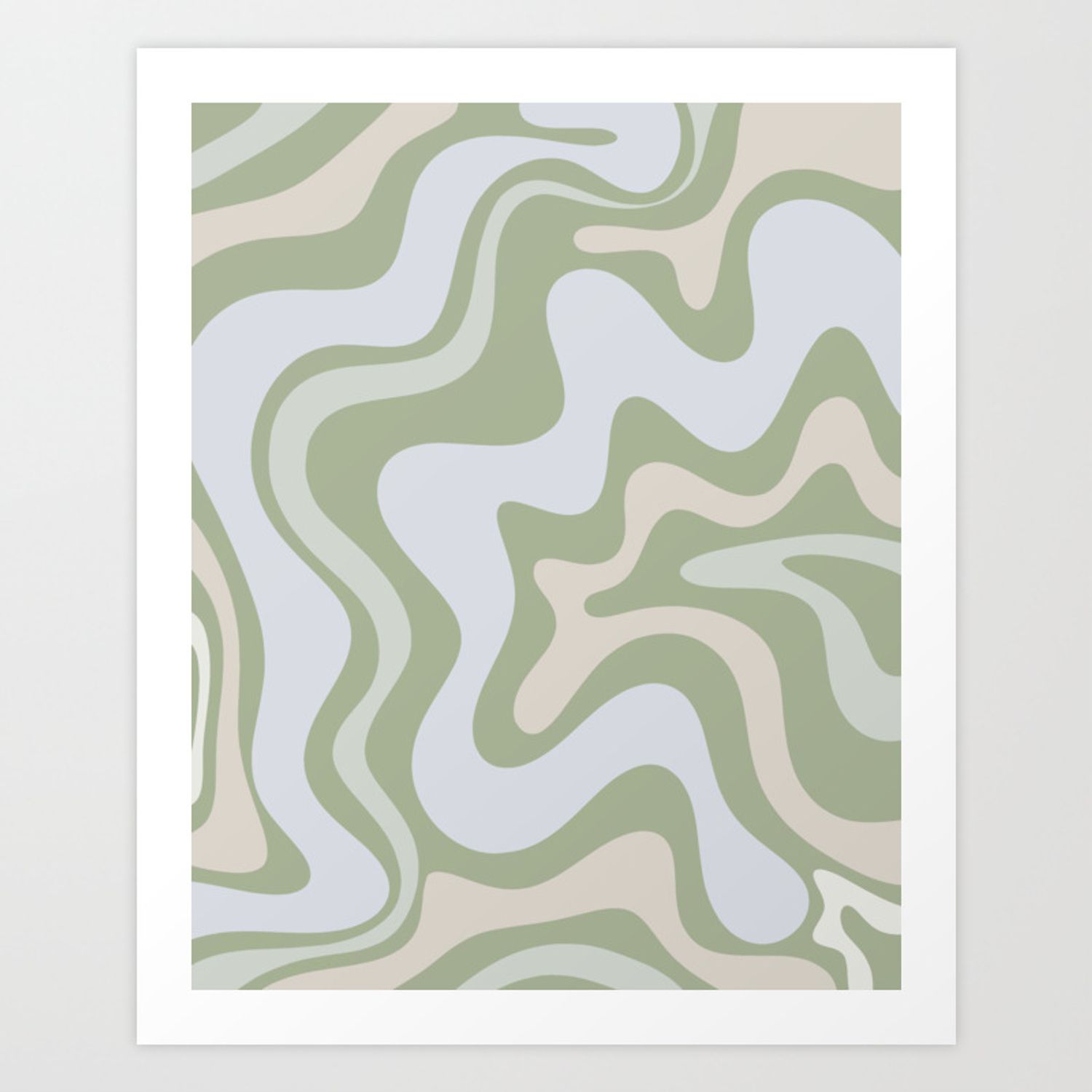 Liquid Swirl Contemporary Abstract Pattern In Light Sage Green Art Print Kierkegaard Design Studio | Society6 In Most Current Light Sage Wall Art (View 5 of 20)