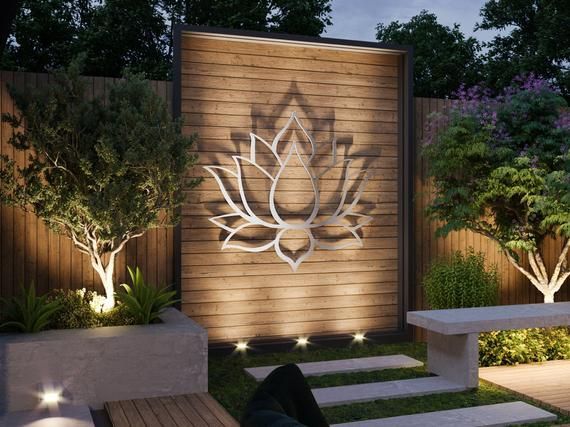 Lotus Flower Large Outdoor Metal Wall Art Garden Sculpture – Etsy | Modern Outdoor  Wall Art, Garden Wall Designs, Garden Wall Art Regarding Most Recent Flower Garden Wall Art (View 4 of 20)
