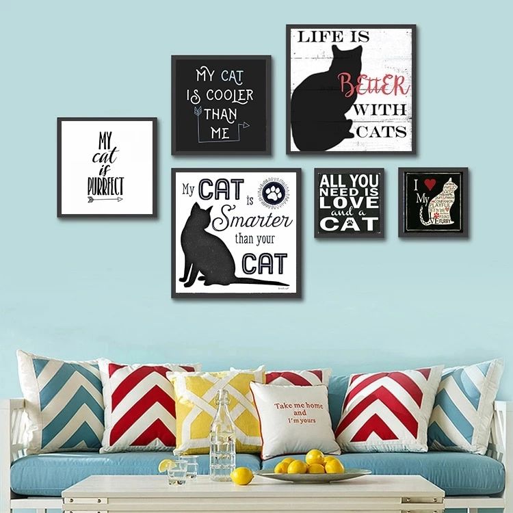Love Cat Quotes Home Decoration Wall Painting Canvas Prints Modern Coffee Wall  Art Cats Posters Cuadros Decoracion Salon|painting & Calligraphy| –  Aliexpress With Regard To Current Cats Wall Art (Gallery 19 of 20)
