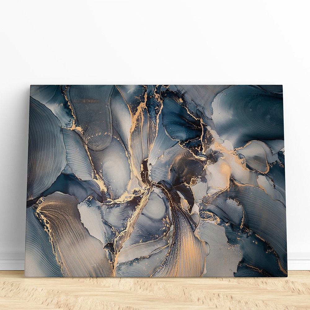 Luxury Abstract Wall Art, Blue And Gold Abstract Canvas, Abstract Art Wall  Art, Living Room Wall Art, Abstract Canvas Art, Modern Canvas Art With Regard To 2017 Modern Art Wall Art (View 19 of 20)