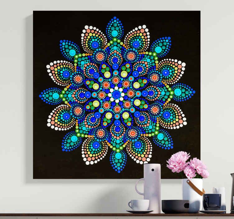 Mandala Colourful Dots Mandala Print Wall Art – Tenstickers Regarding Current Dots Wall Art (View 12 of 20)