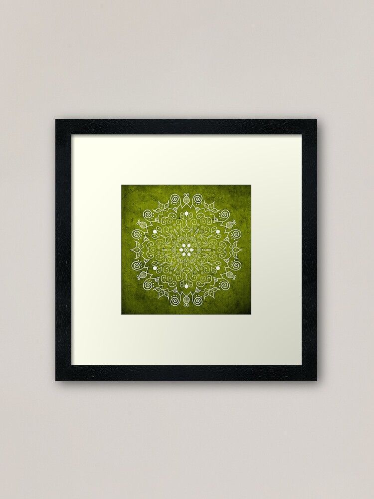 Mandala Olive Green " Framed Art Print For Saleplintner | Redbubble Within Most Recent Olive Green Wall Art (View 17 of 20)
