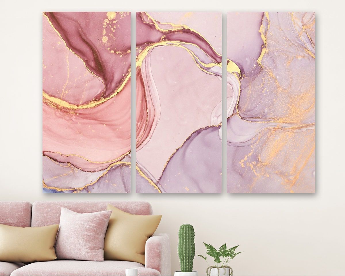 Marble Wall Art Pink And Gold Glitter Marble Wall Art Large – Etsy Israel With Most Current Glitter Pink Wall Art (View 1 of 20)