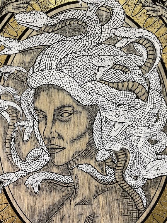 Medusa Wall Art Engraved On Wood Gothic Home Decormedusa – Etsy Ireland Inside Most Popular Medusa Wood Wall Art (View 12 of 20)