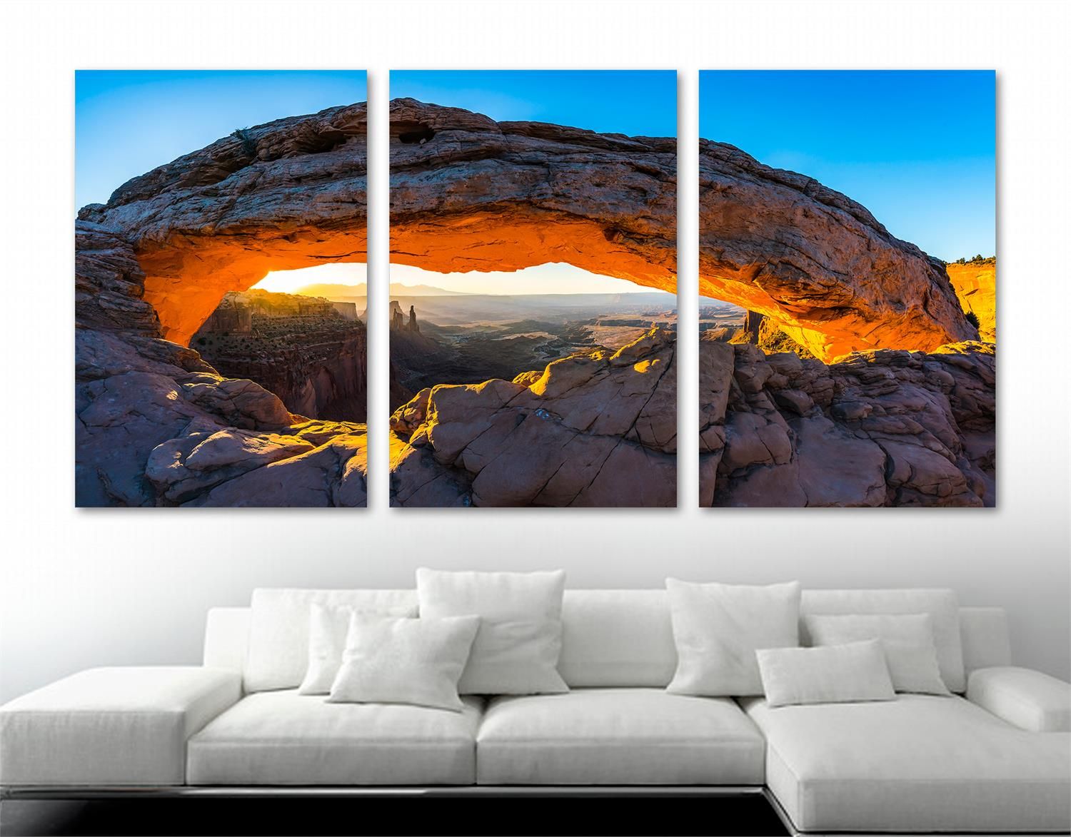 Mesa Arch At Sunrise Canvas Print Wall Art – 3 Panel Split, Triptych |  Canvas Quest With Regard To Best And Newest Sunrise Wall Art (View 19 of 20)