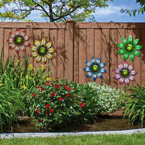 Metal Flower Wall Art Outdoor Fence Hanging Ornament For Garden Home  Decoration | Ebay With Best And Newest Flower Garden Wall Art (View 8 of 20)