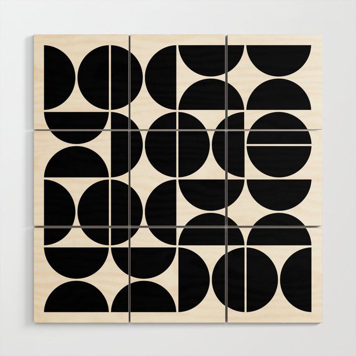 Mid Century Modern Geometric 04 Black Wood Wall Artthe Old Art Studio |  Society6 Intended For Most Popular Modern Geometric Wall Art (View 7 of 20)