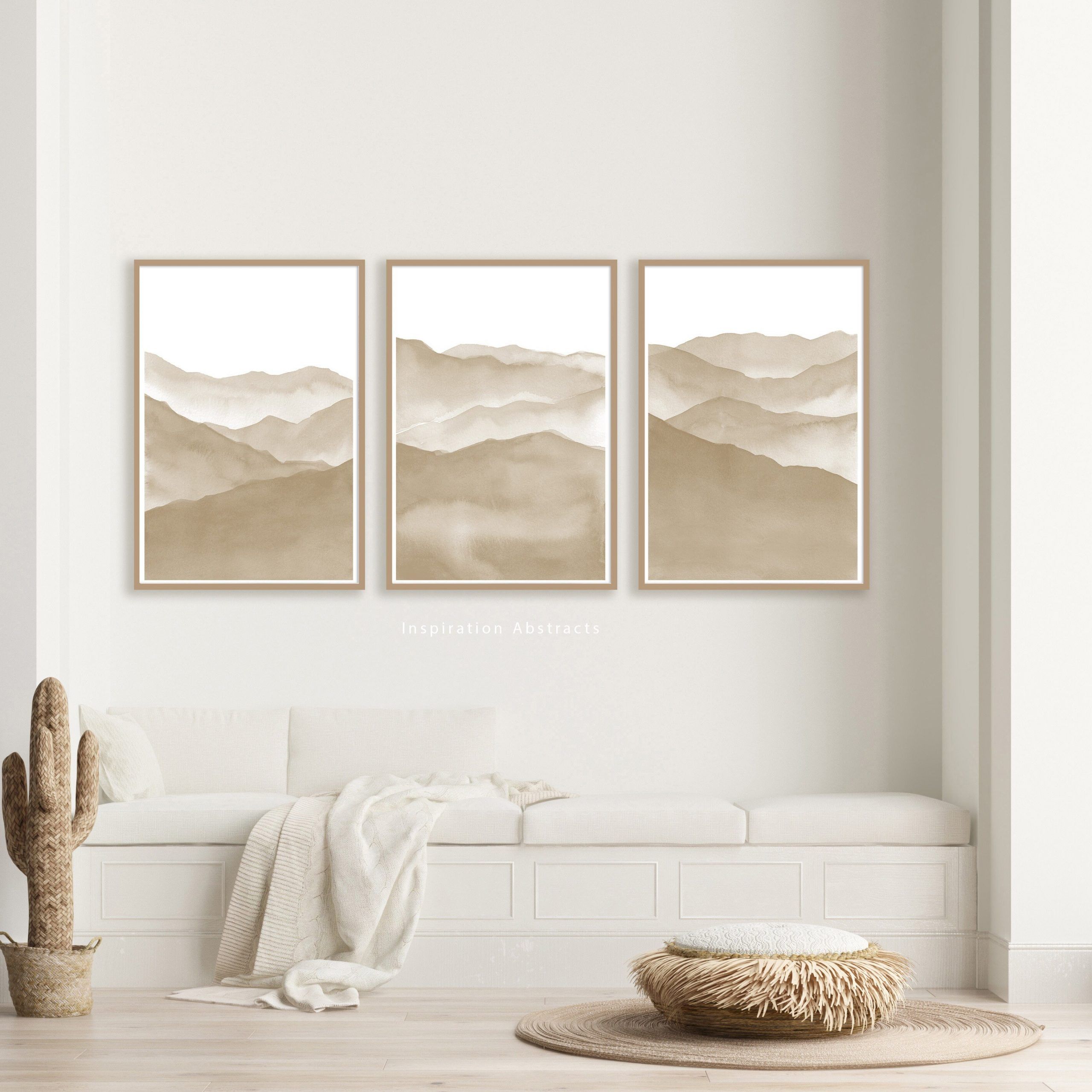 Minimal Beige Mountain Prints 3 Piece Wall Art Zen Wall Art – Etsy France Pertaining To Most Current Beige Wall Art (View 2 of 20)