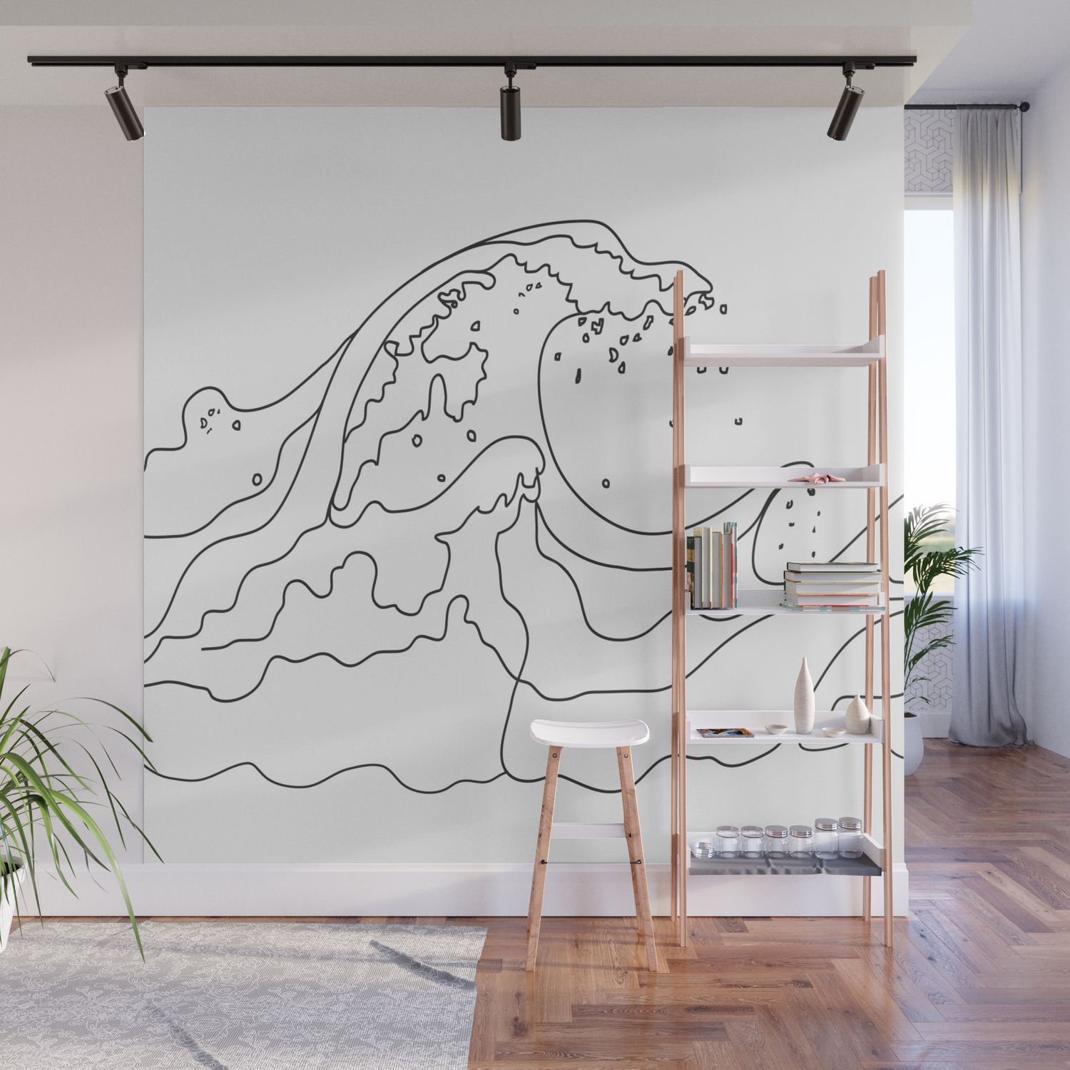 Minimal Line Art Ocean Waves Wall Muralnadja | Society6 Within Most Up To Date Waves Wall Art (View 16 of 20)
