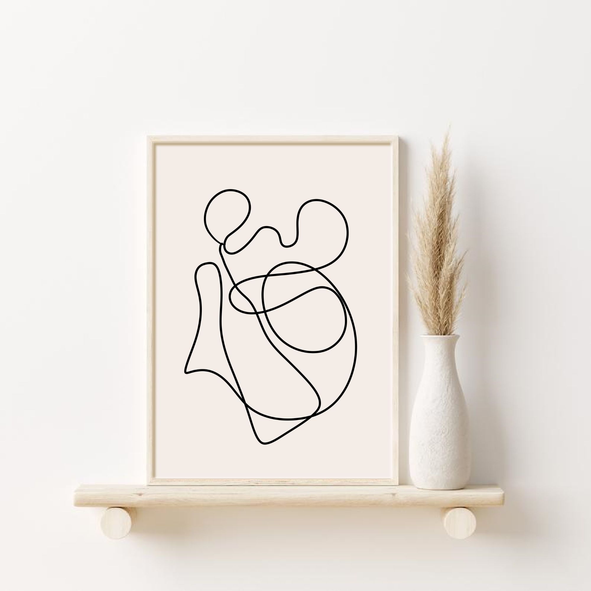 Minimal Line Art Print, Beige Black Abstract Lines Shapes Wall Art Poster –  Frappypie Throughout Most Recent Lines Wall Art (View 16 of 20)